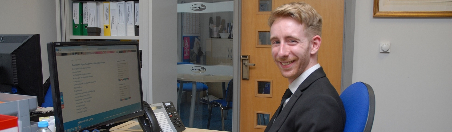 Human Resources Part Time Foundation student working on a college computer