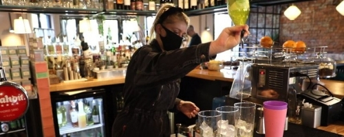 Bartender making drinks